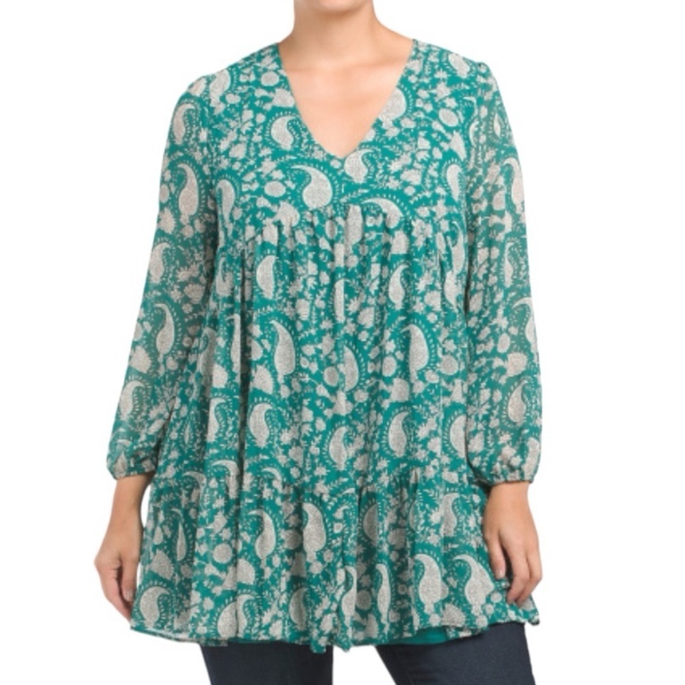 Melloday Paisley Peplum Tunic Top
